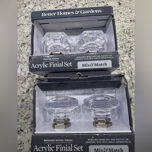Better Home and Gardens acrylic finial sets.